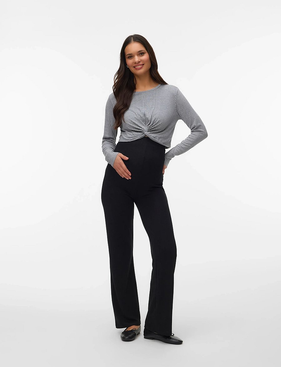 Vero Moda Maternity - VMMELLA WIDE FLARED PANT JRS NOOS - black - 3