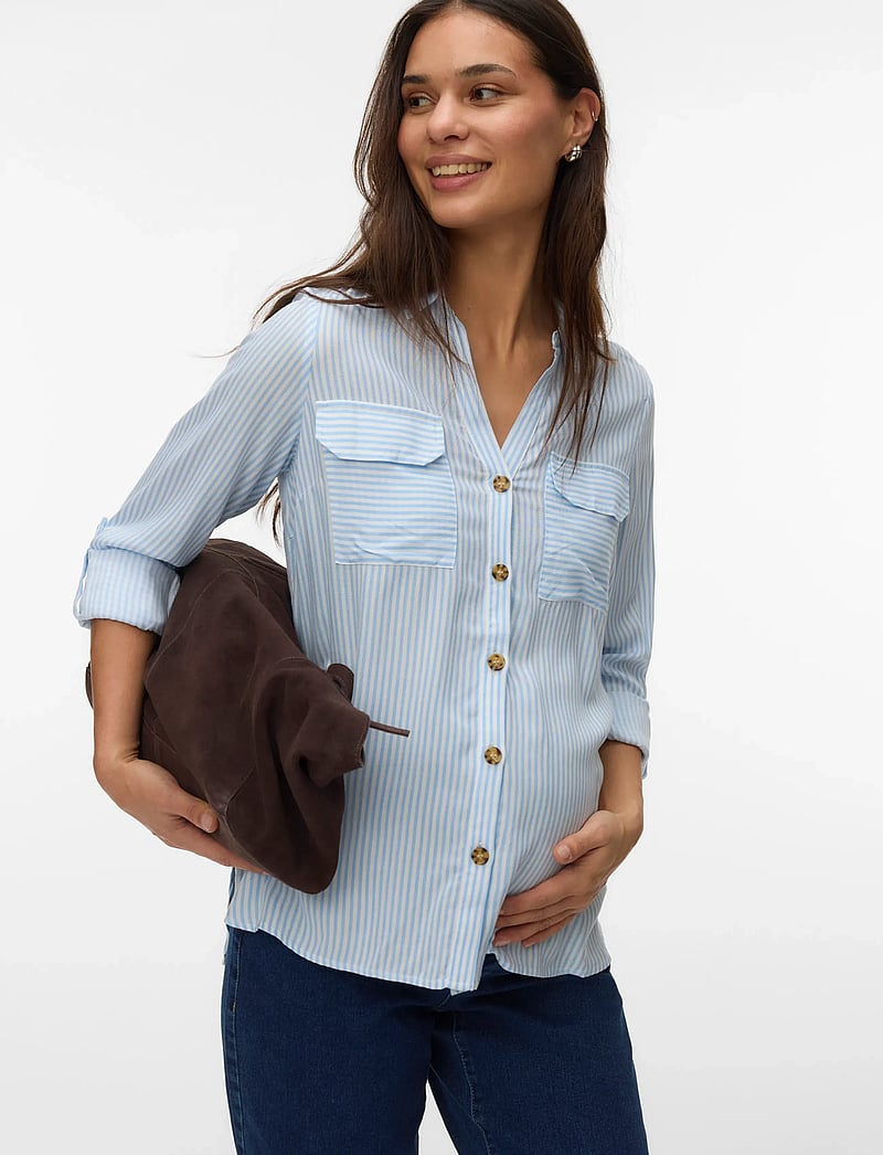Vero Moda Maternity - VMMBUMPY L/S SHIRT NEW NOOS - langärmlige hemden - blue bell - 0