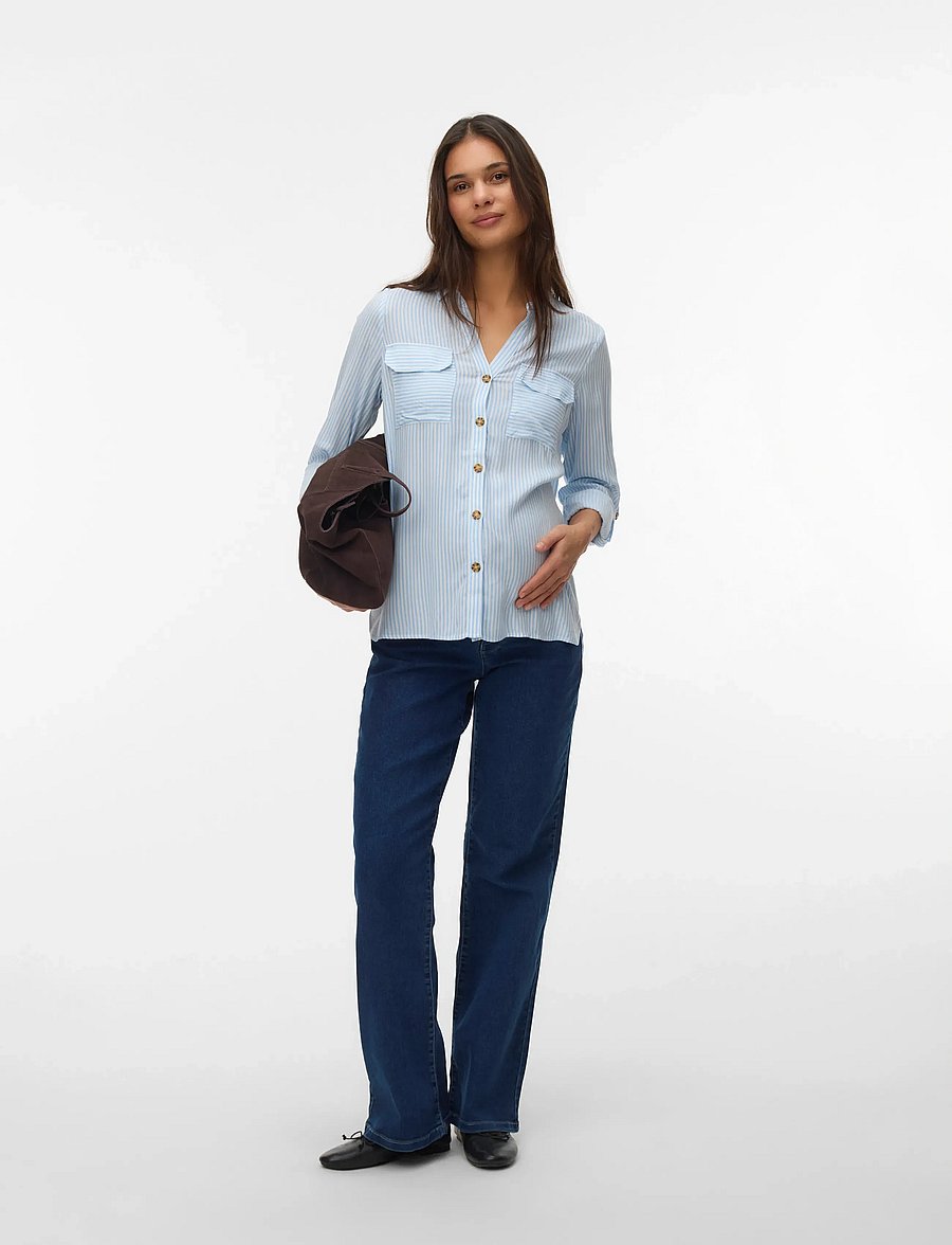 Vero Moda Maternity - VMMBUMPY L/S SHIRT NEW NOOS - långärmade skjortor - blue bell - 3