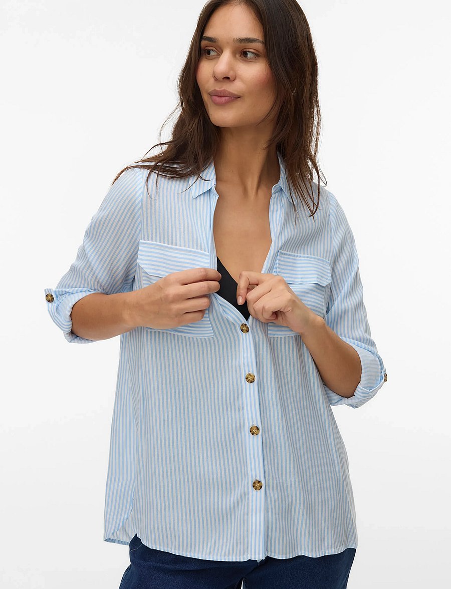 Vero Moda Maternity - VMMBUMPY L/S SHIRT NEW NOOS - långärmade skjortor - blue bell - 4