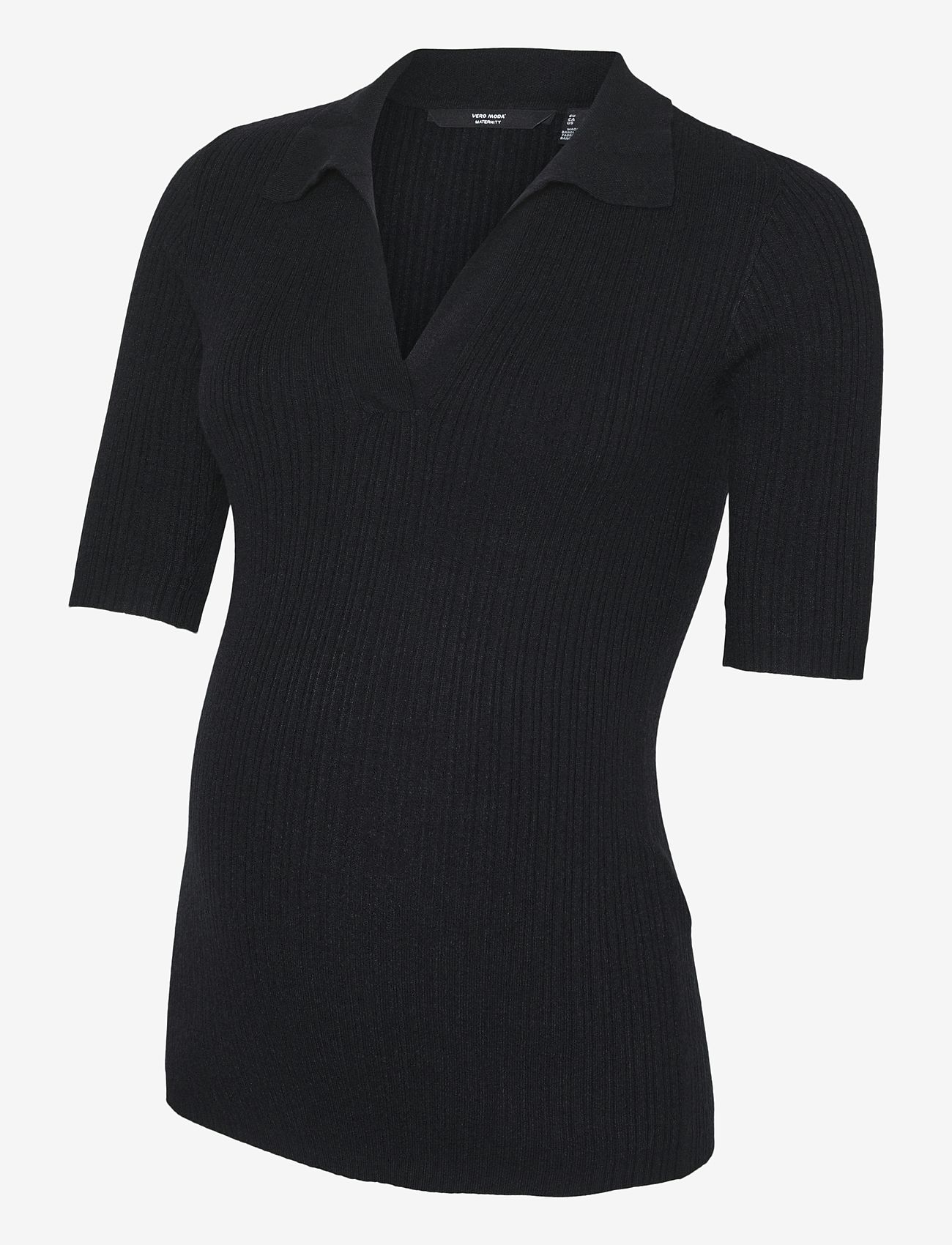 Vero Moda Maternity - VMMHOLLY 2/4 POLO PULLOVER GA NOOS - tops - black - 1