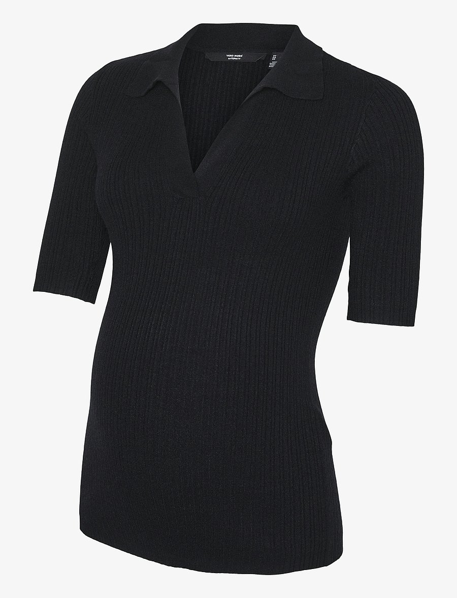 Vero Moda Maternity - VMMHOLLY 2/4 POLO PULLOVER GA NOOS - overdele - black - 1