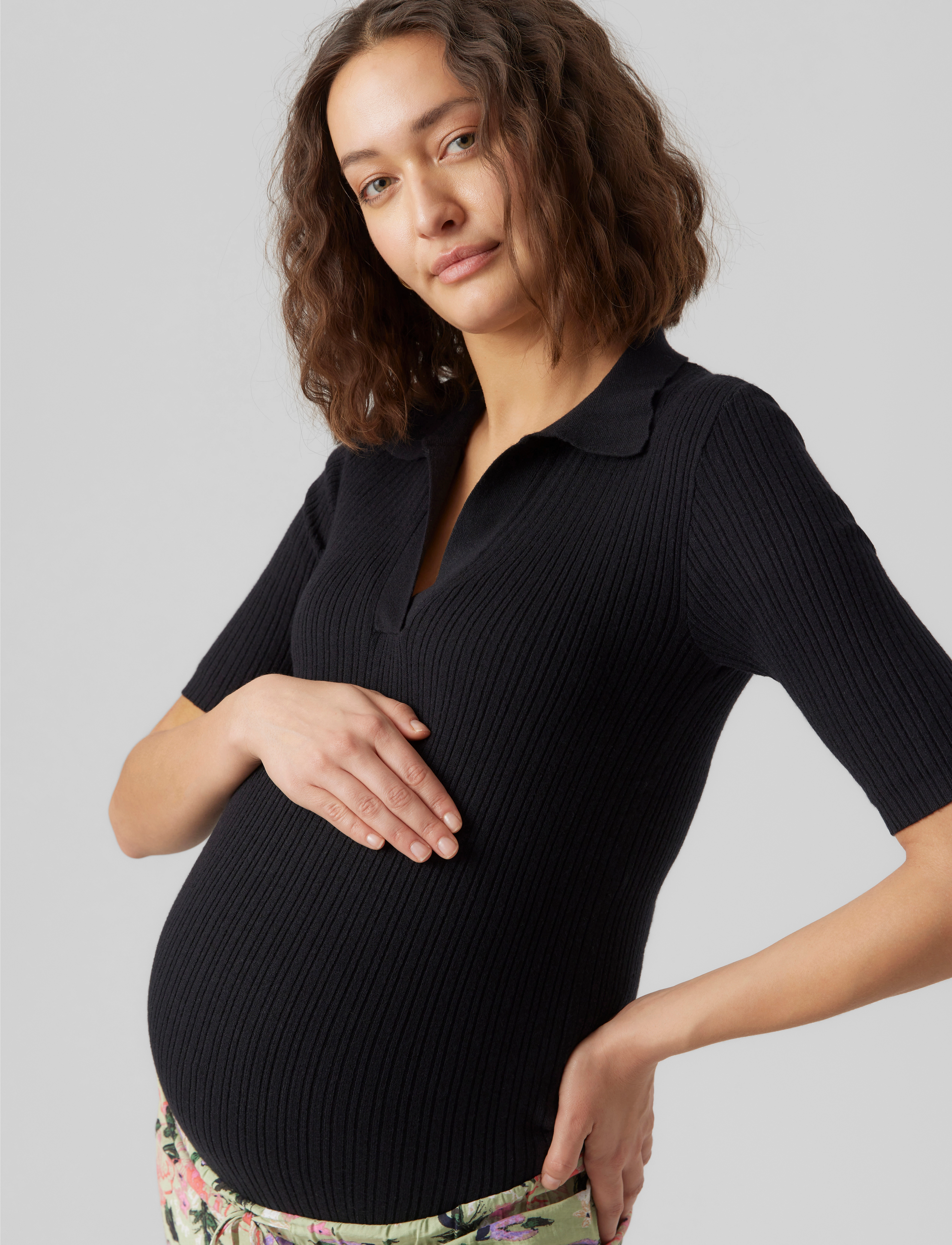 Vero Moda Maternity - VMMHOLLY 2/4 POLO PULLOVER GA NOOS - overdele - black - 4