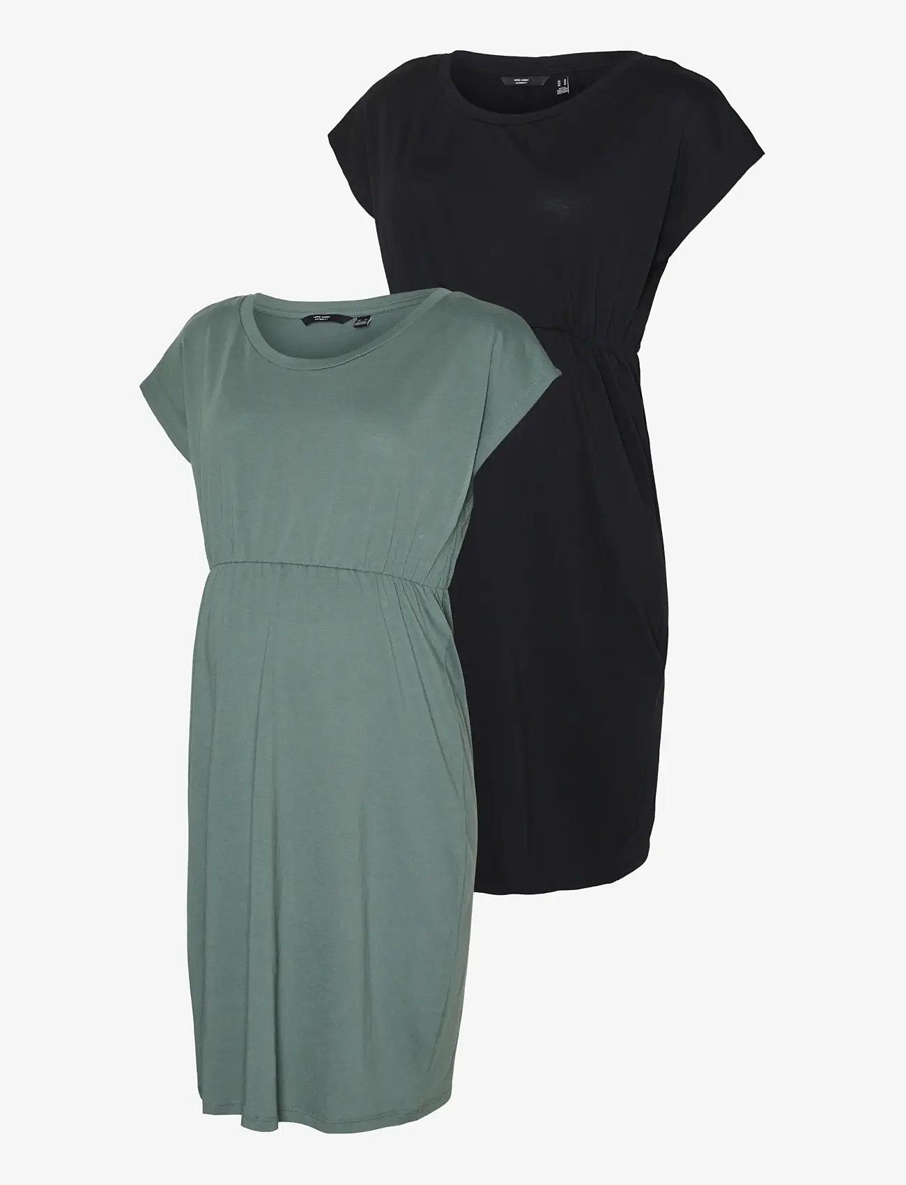 Vero Moda Maternity - VMMLUNA SS SHORT DRESS 2-PACK - t-shirtkjoler - black - 1