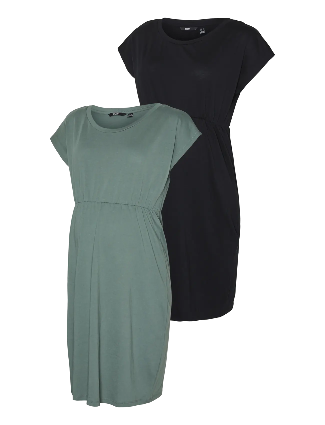 Vero Moda Maternity VMMLUNA SS SHORT DRESS 2-PACK - Umstandsmode - BLACK / black