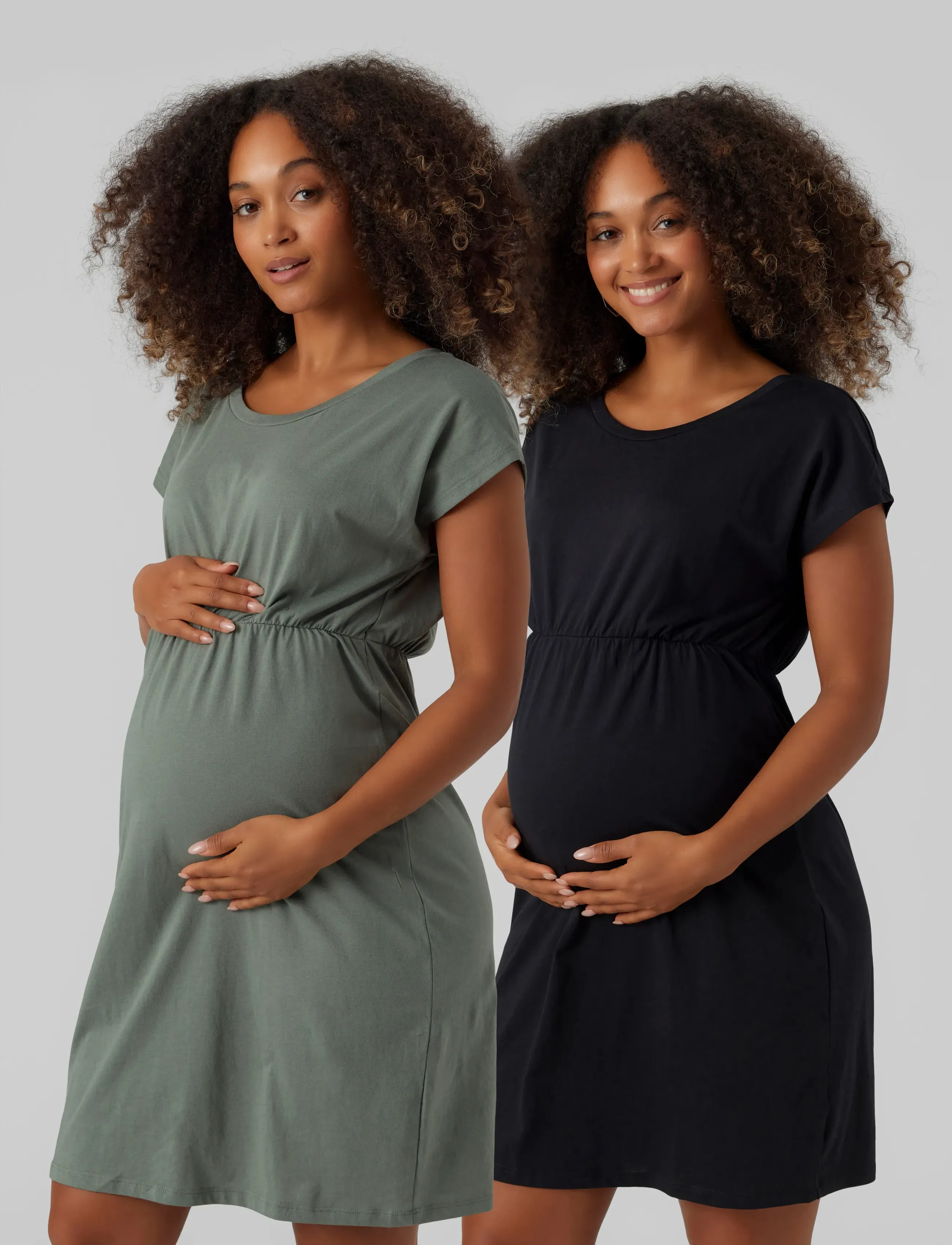 Vero Moda Maternity Vmmluna Ss Short Dress 2-Pack, S, Dresses, Schwarz - Dress, Frauen