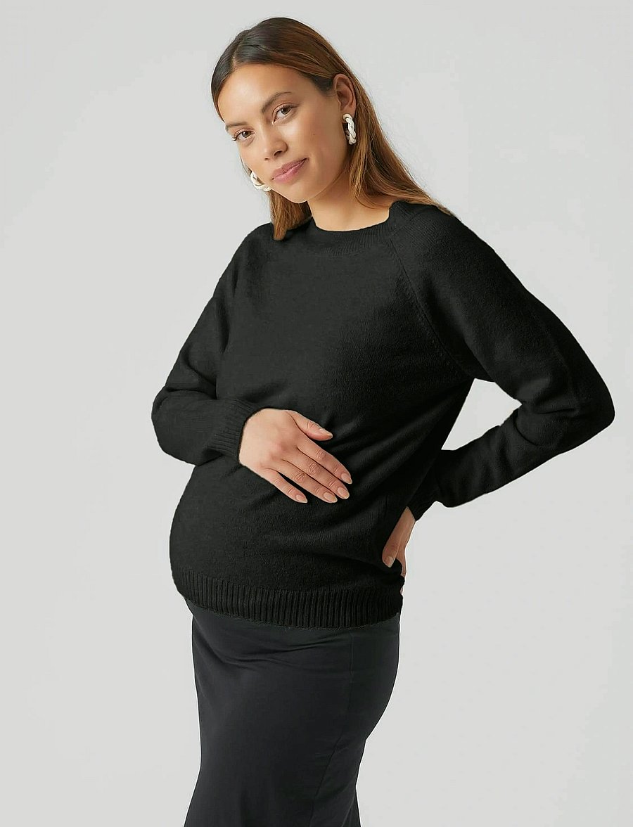 Vero Moda Maternity - VMMDOFFY LS O-NECK BLOUSE GA - oberteile - black - 0