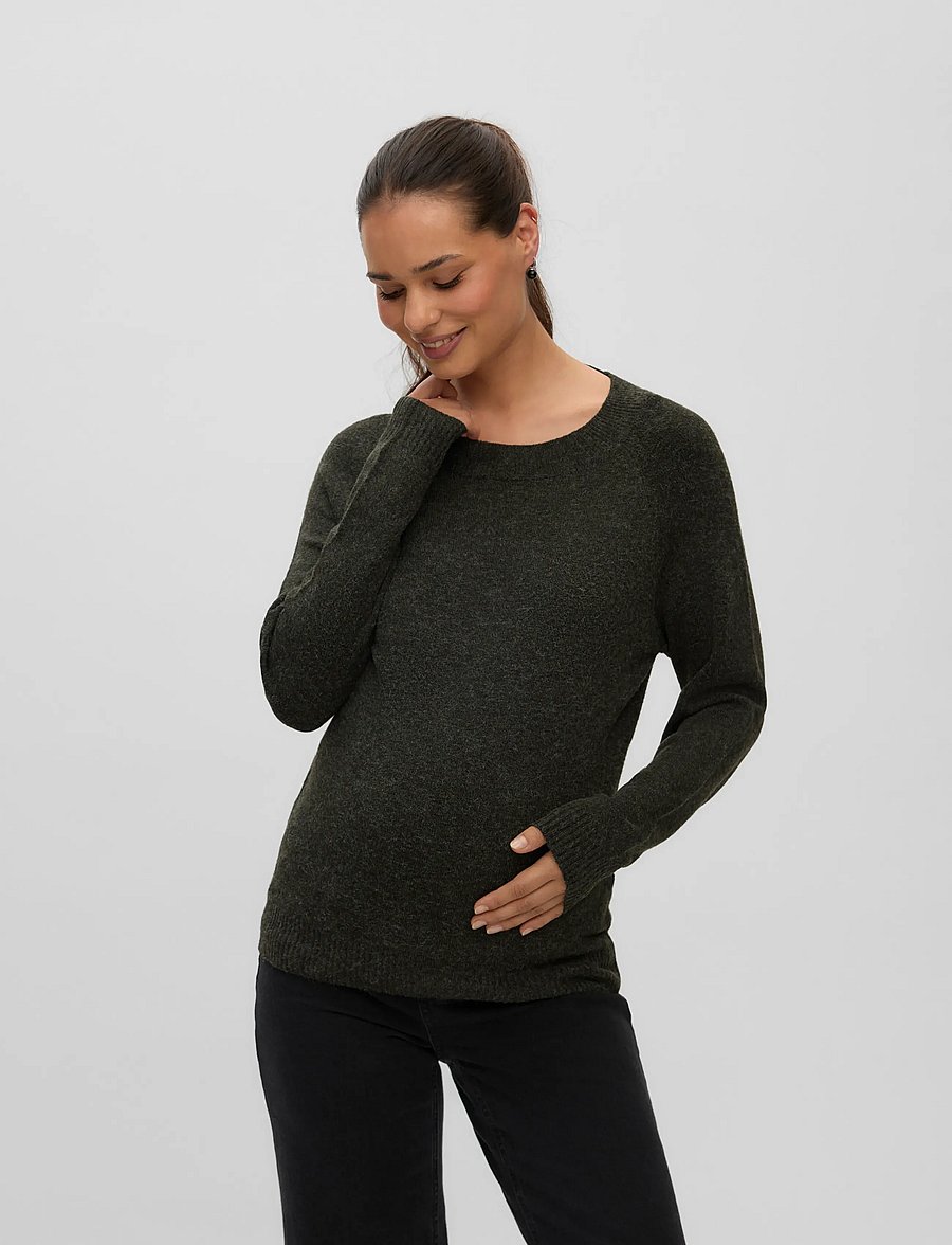 Vero Moda Maternity - VMMDOFFY LS O-NECK BLOUSE GA - oberteile - forest night - 4