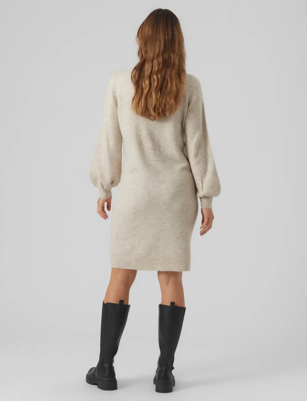 Vero Moda Maternity - VMMLEFILE BALLOON LS BOATNECK DRESS NOOS - knitted dresses - birch - 2