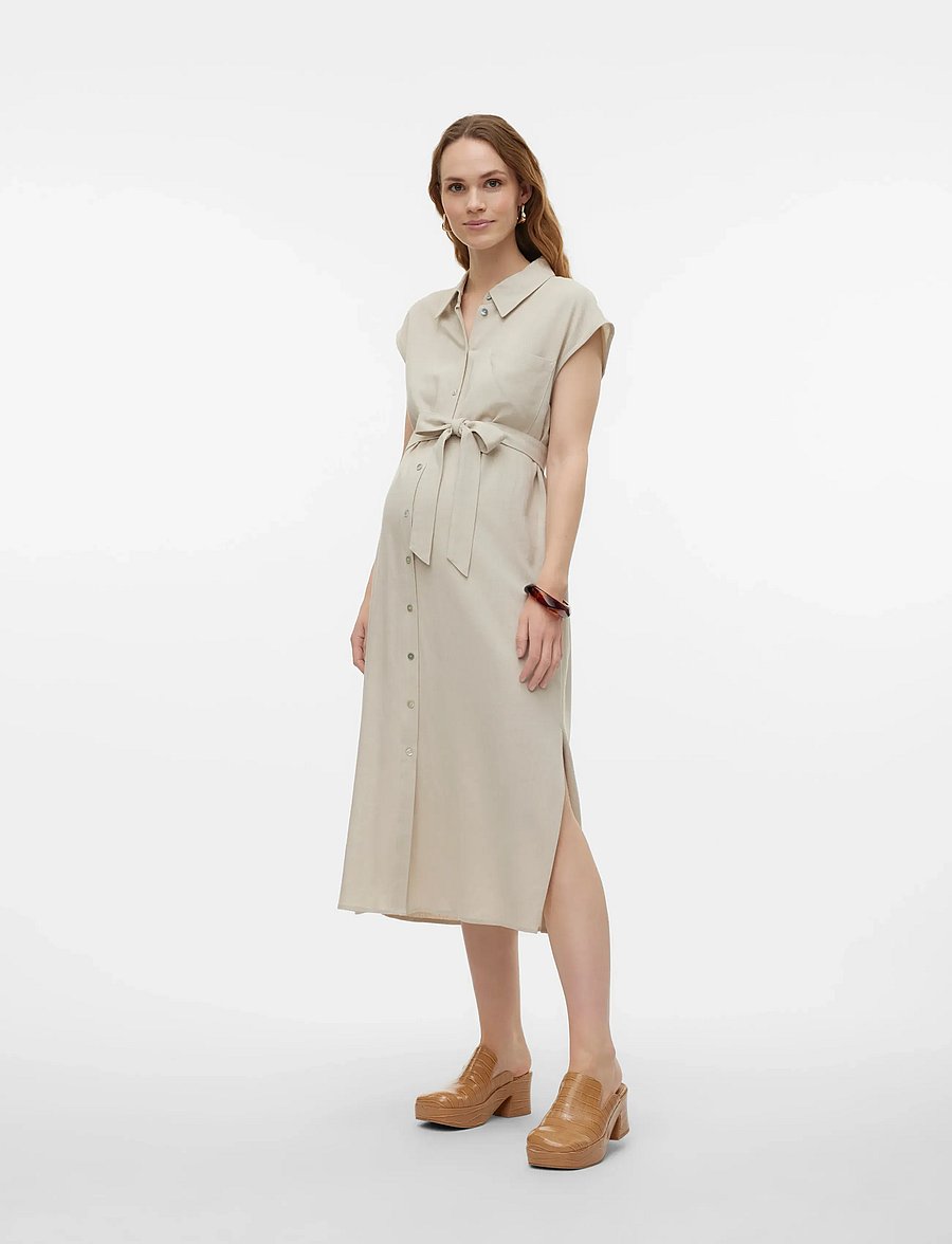 Vero Moda Maternity - VMMMYMILO SL CALF SHIRT DRESS WVN - robes chemises - silver lining - 3