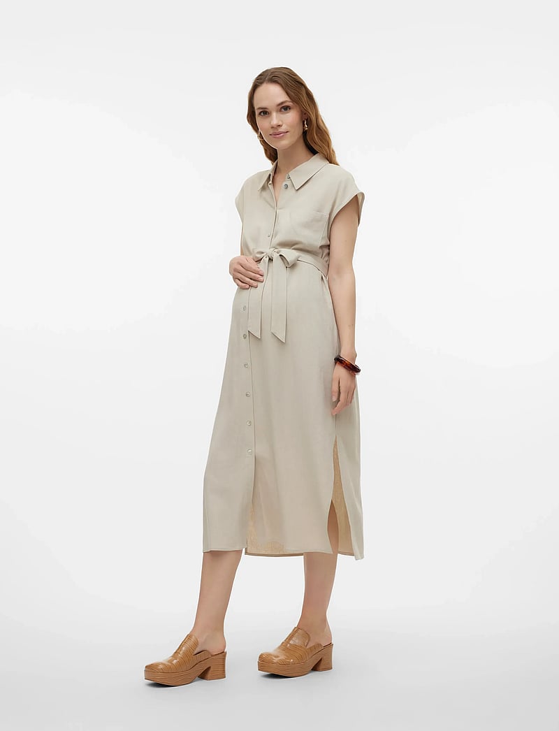 Vero Moda Maternity - VMMMYMILO SL CALF SHIRT DRESS WVN - skjortekjoler - silver lining - 5