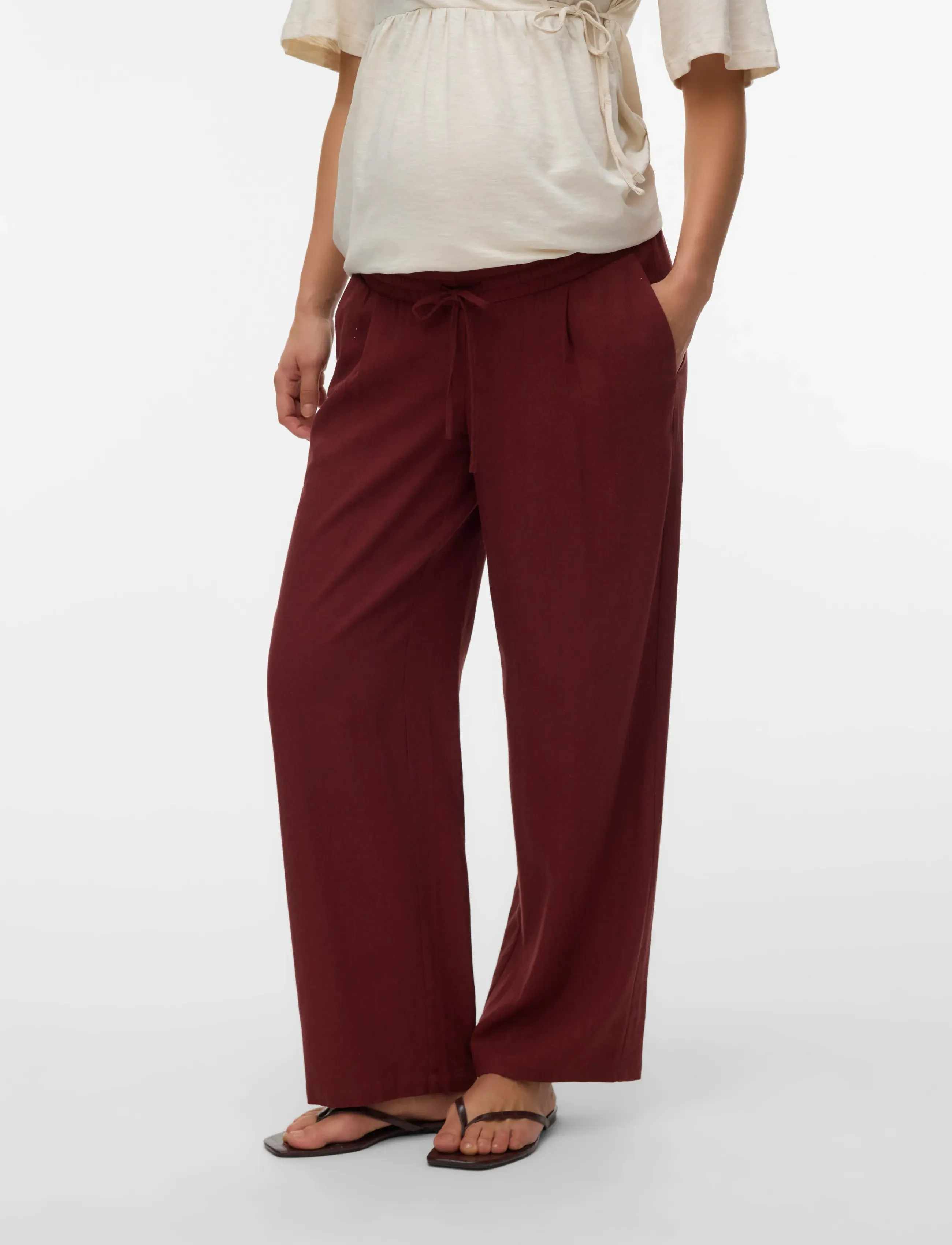 Vero Moda Maternity VMMJESMILO WIDE PANTS WVN GA - Last chance - ANDORRA / burgundy