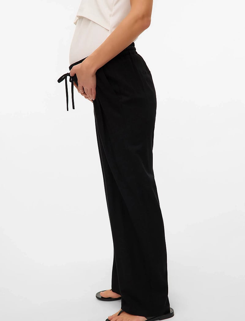 Vero Moda Maternity - VMMJESMILO WIDE PANTS WVN GA - leinenhosen - black - 0