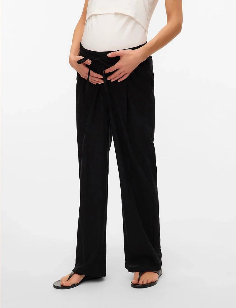 Vero Moda Maternity - VMMJESMILO WIDE PANTS WVN GA - leinenhosen - black - 3