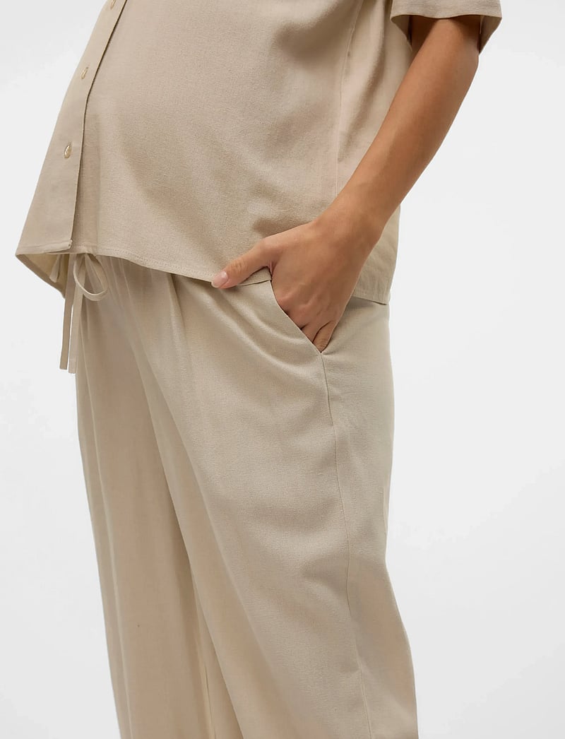 Vero Moda Maternity - VMMJESMILO WIDE PANTS WVN GA - leinenhosen - silver lining - 5