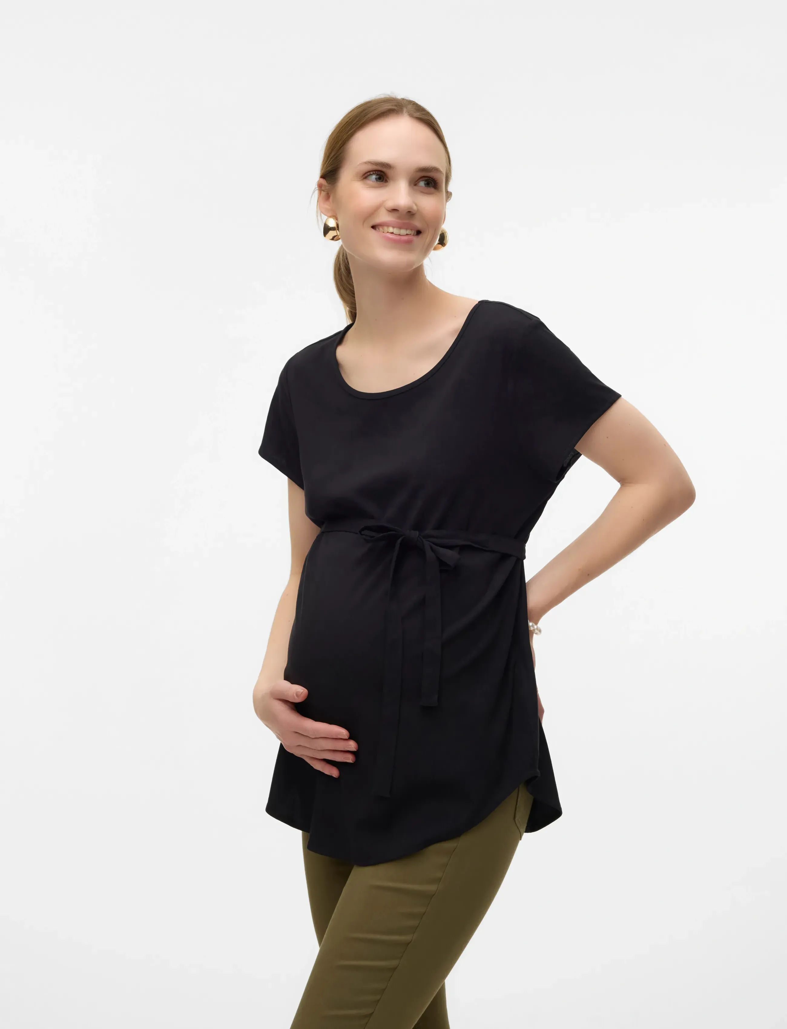 Vero Moda Maternity VMMBELLA SS TOP WVN GA NOOS - T-Shirts & Tops - BLACK / black
