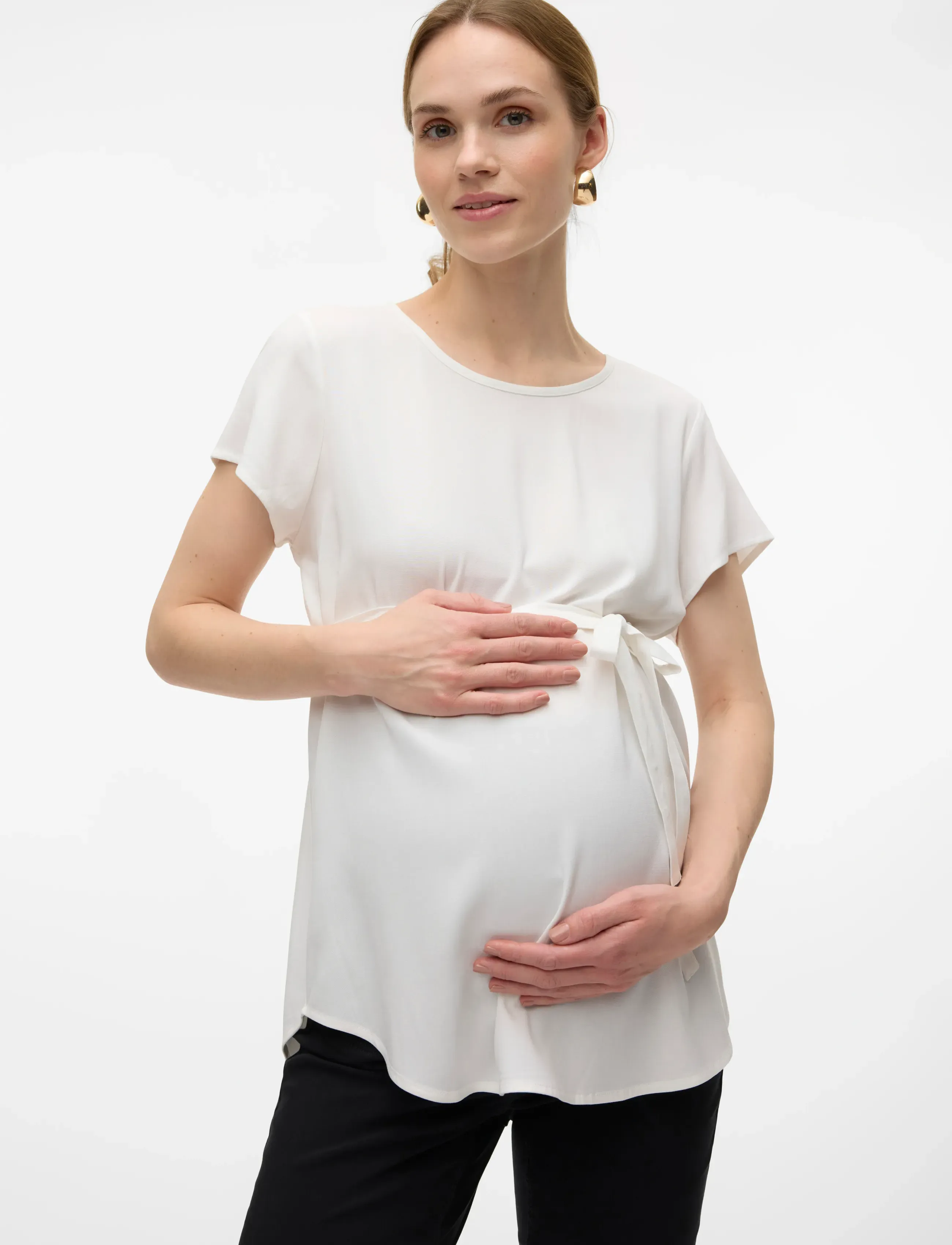 Vero Moda Maternity Vmmbella Ss Top Wvn Ga Noos, L, White, T-Shirts & Toppe > Kortærmede, Dame
