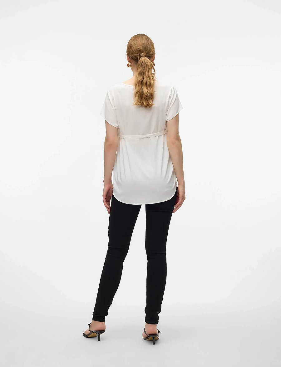 Vero Moda Maternity - VMMBELLA SS TOP WVN GA - tops - snow white - 2