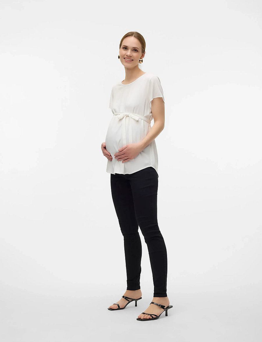 Vero Moda Maternity - VMMBELLA SS TOP WVN GA - tops - snow white - 3
