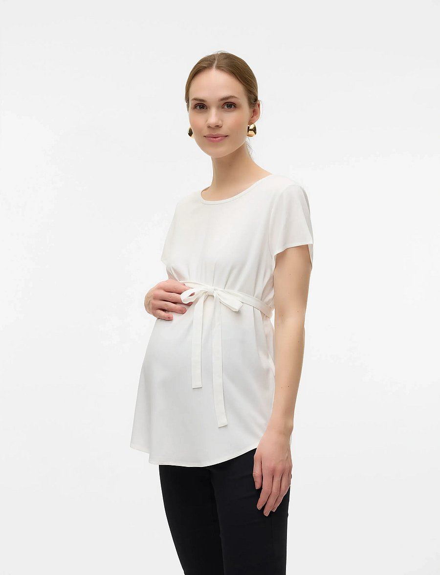 Vero Moda Maternity - VMMBELLA SS TOP WVN GA - tops - snow white - 5