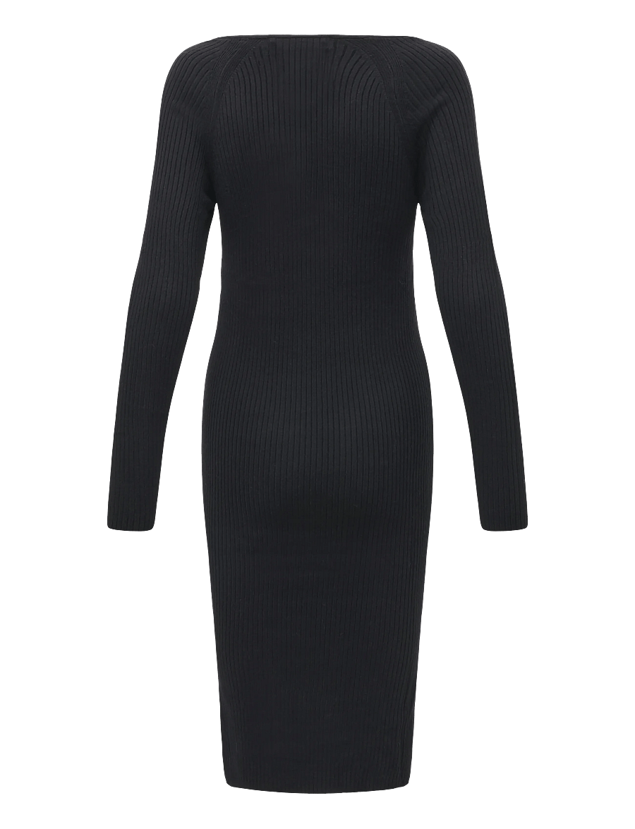 Vero Moda Maternity - VMMSABA RIB LS V-NECK BELT DRESS GA NOOS - strickkleider - black - 2