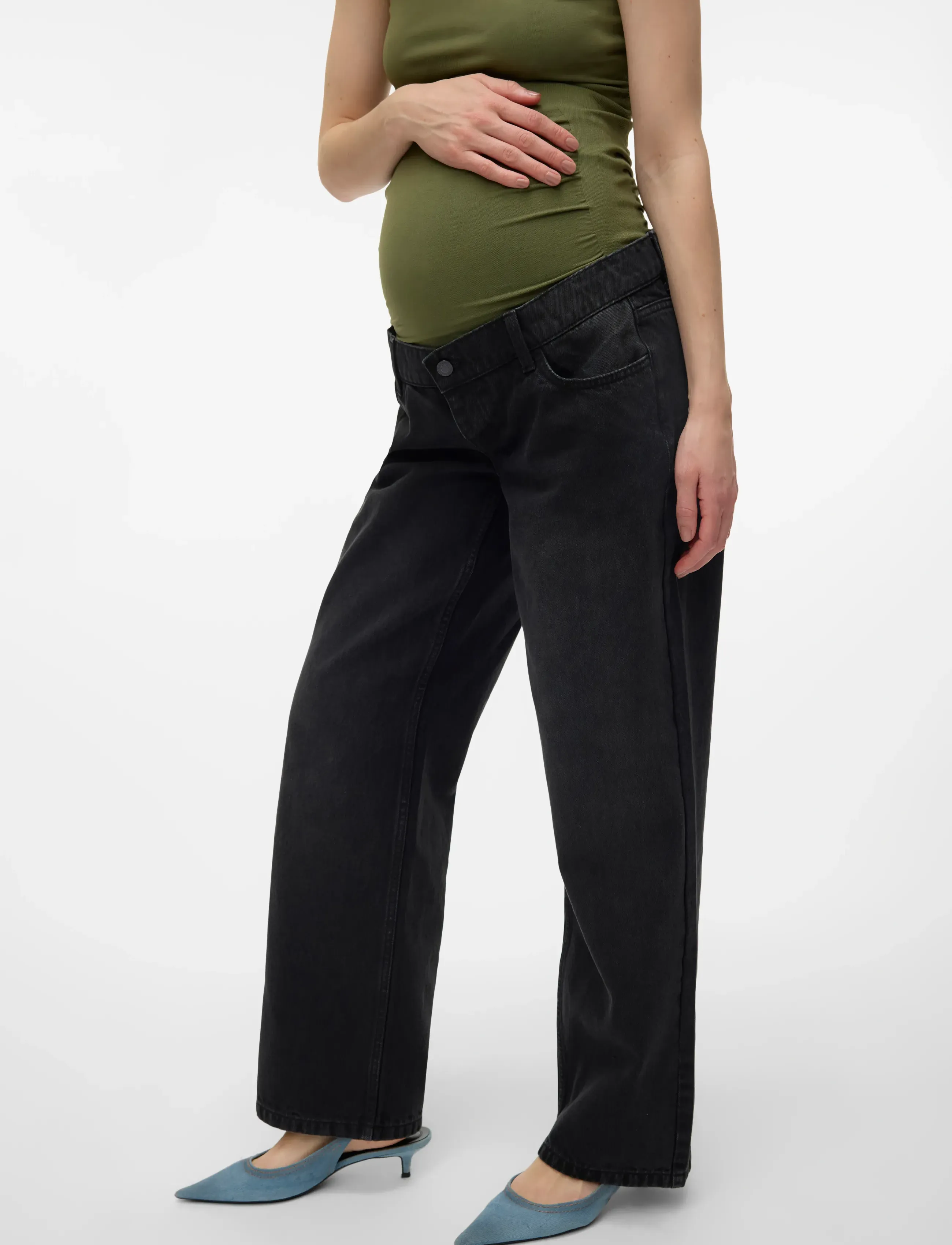 Vero Moda Maternity VMMTESS WIDE BL JEANS NOOS - Vero Moda Maternity - BLACK DENIM / black