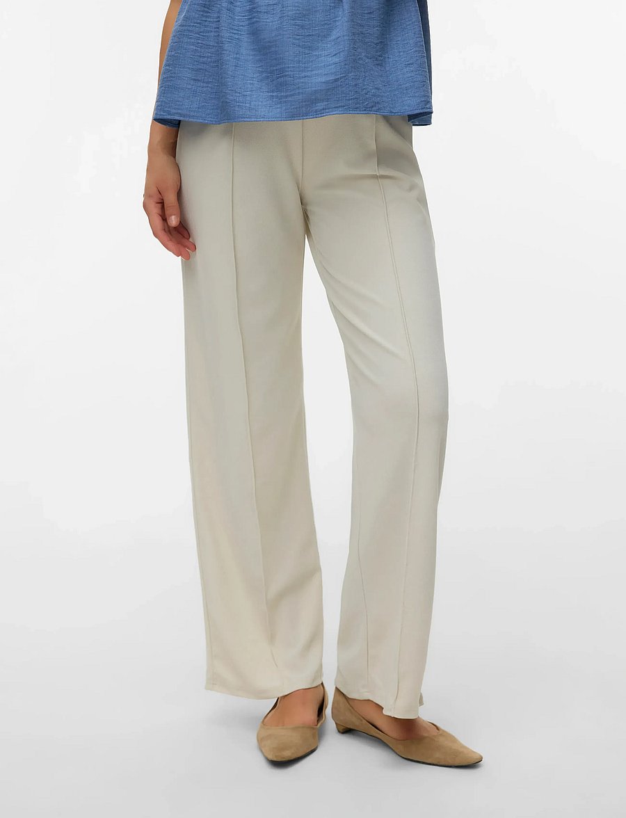 Vero Moda Maternity - VMMBECKY HW WIDE PULL ON JRS PANT - hosen mit weitem bein - pumice stone - 0