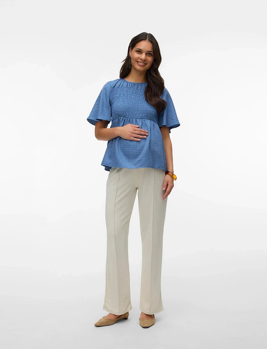 Vero Moda Maternity - VMMBECKY HW WIDE PULL ON JRS PANT - hosen mit weitem bein - pumice stone - 5