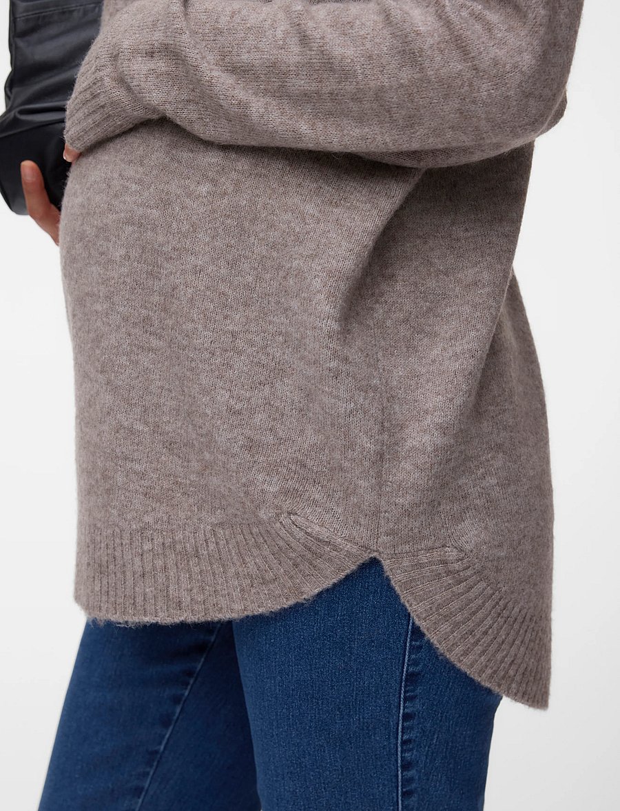Vero Moda Maternity - VMMPLAZA LS HIGHNCK LONG PULLOVER GA - overdele - moon rock - 5