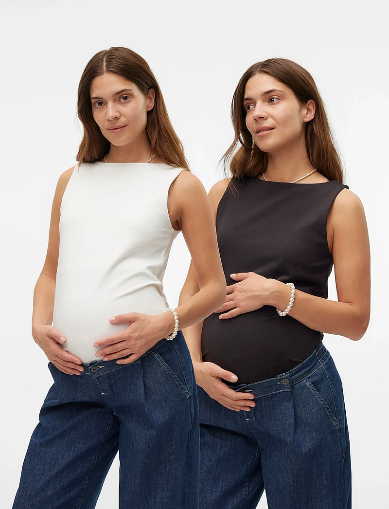 Vero Moda Maternity - VMMMILLION SL SQUARE TOP 2-WAY JRS 2PACK - tanktops - black - 0