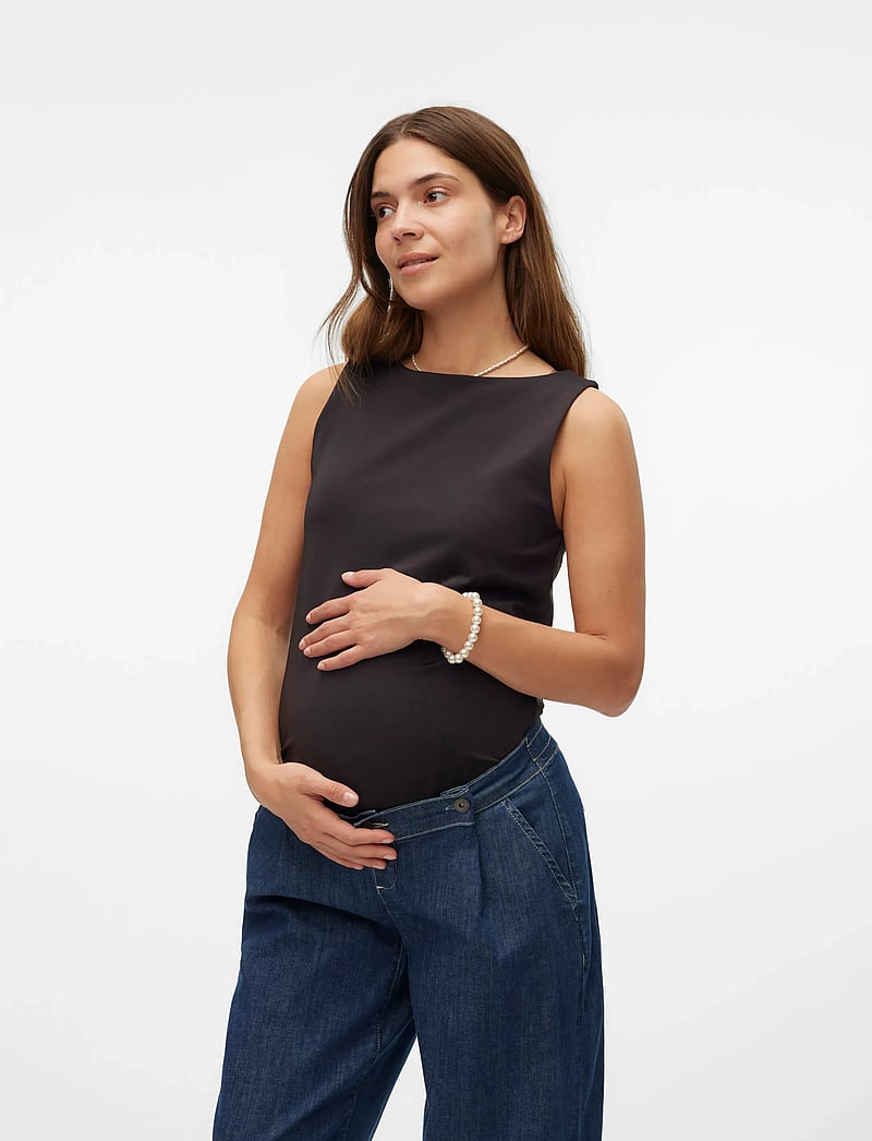Vero Moda Maternity - VMMMILLION SL SQUARE TOP 2-WAY JRS 2PACK - tanktops - black - 5