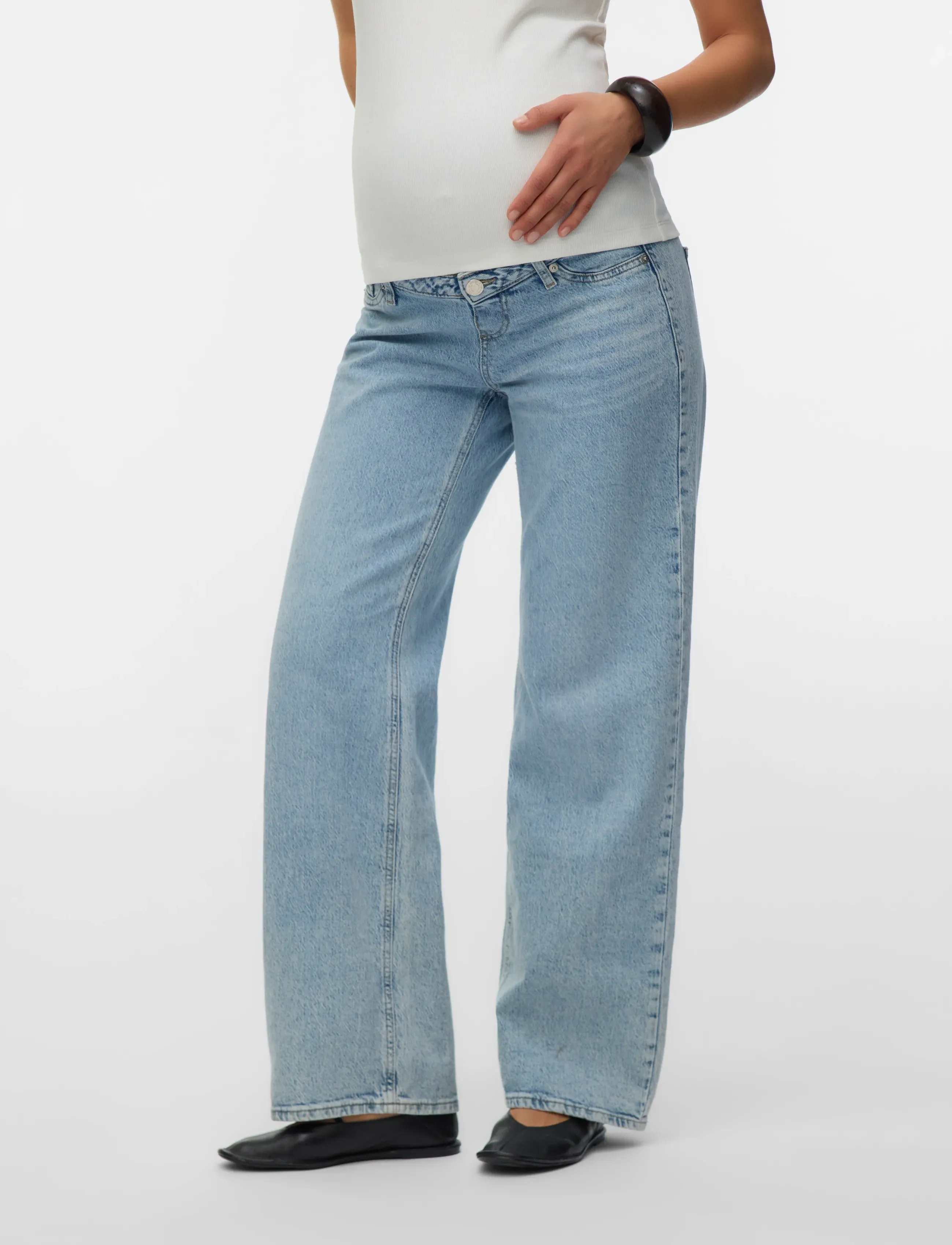 Vero Moda Maternity VMMTESSA WIDE JEANS RA339 GA NOOS - Underdele - LIGHT BLUE DENIM / blue