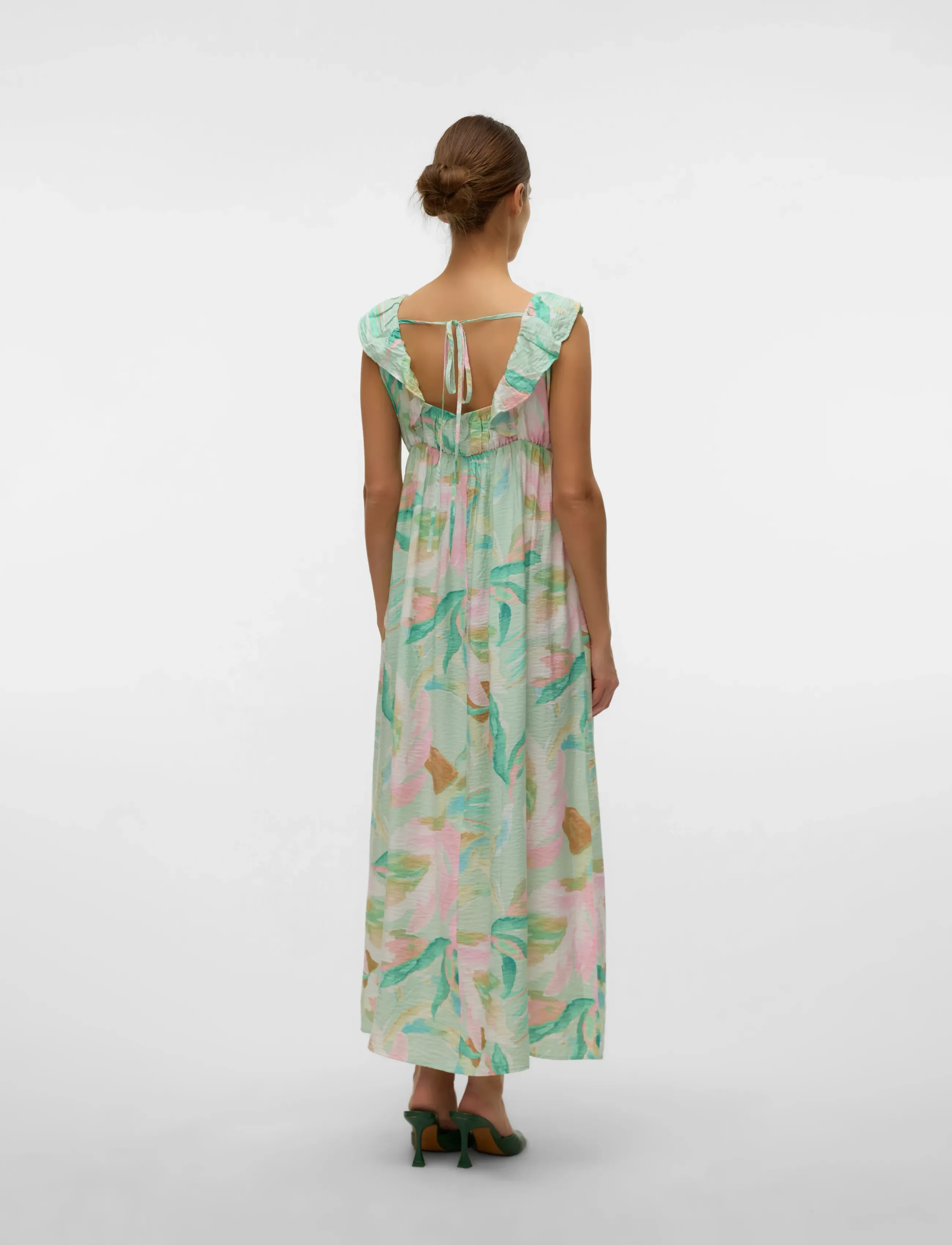 Vero Moda Maternity - VMMJOSIE SL ANKLE FRILL DRESS WVN GA - birds egg green - 2