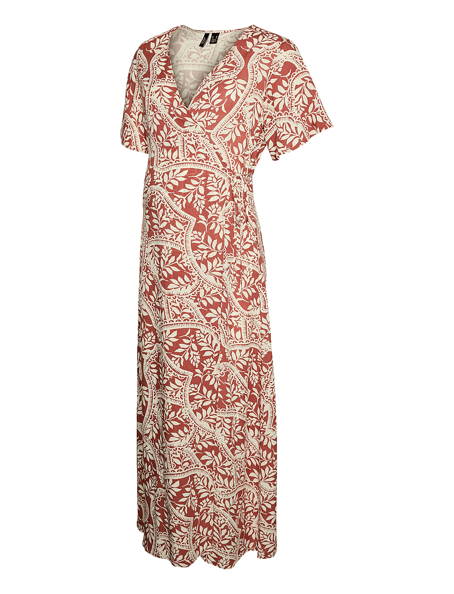 Vero Moda Maternity - VMMBALI S/S ANCLE WRAP DRESS WVN GA - kjoler - marsala - 1