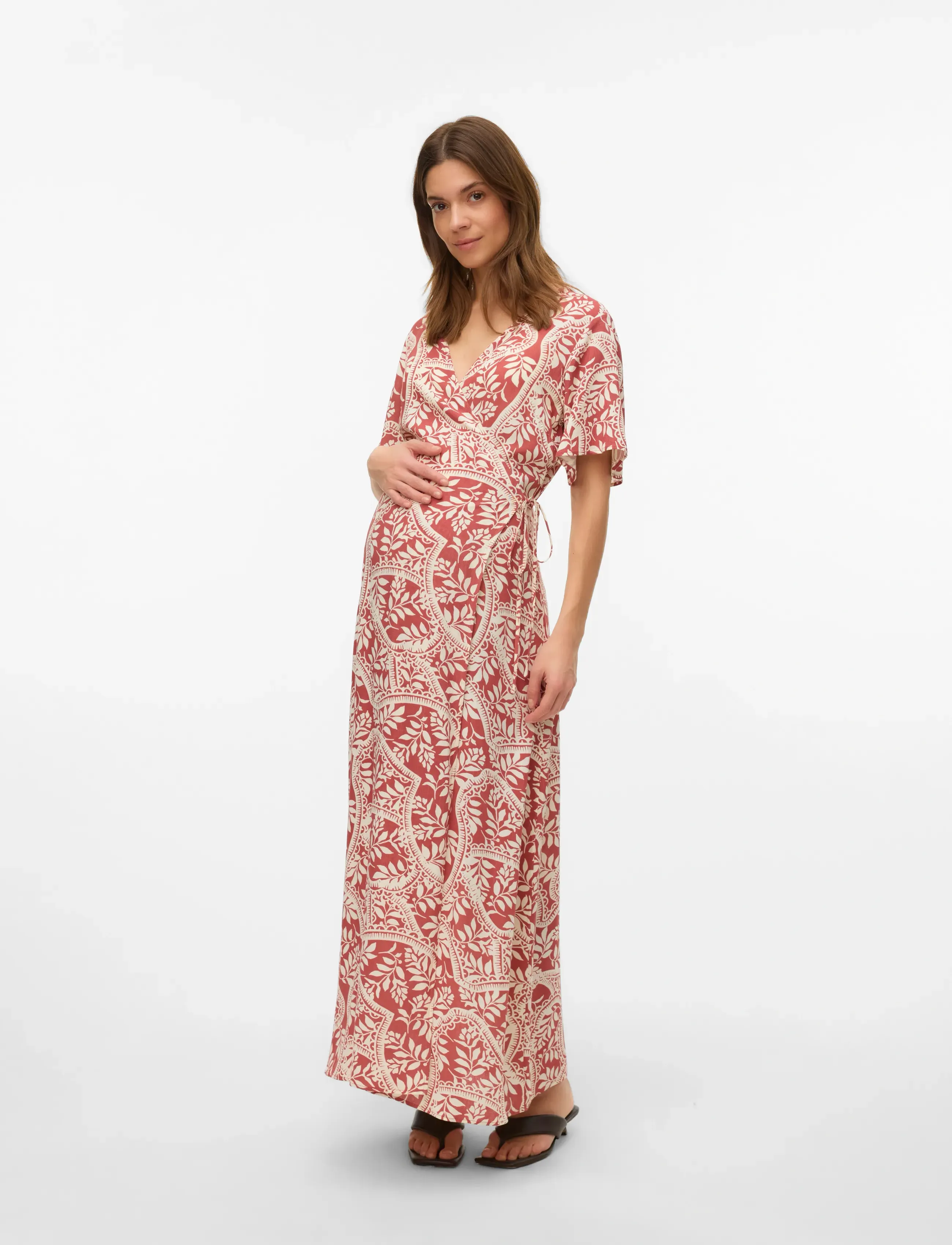 Vero Moda Maternity Vmmbali S/S Ancle Wrap Dress Wvn Ga, Børn, Kortærmet Ankellang Slå Om Kjole, Multi/mønstret, Str: XXL