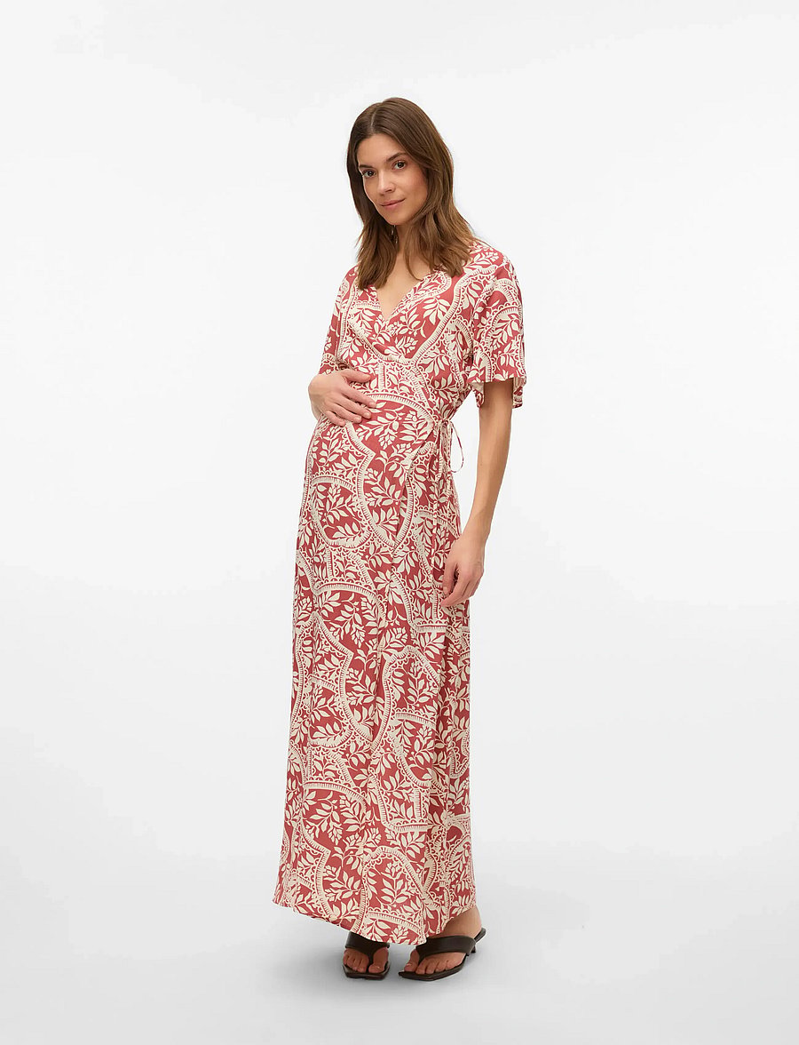 Vero Moda Maternity - VMMBALI S/S ANCLE WRAP DRESS WVN GA - kjoler - marsala - 0