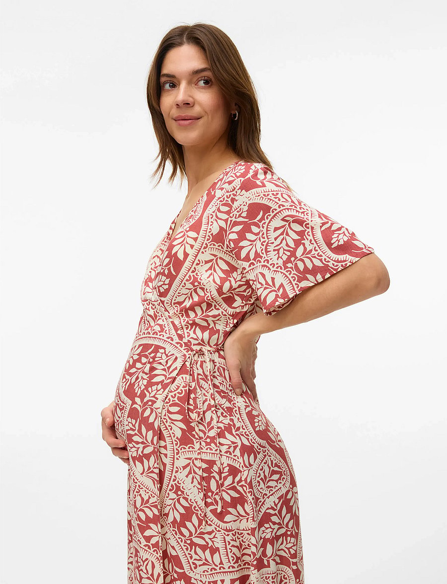 Vero Moda Maternity - VMMBALI S/S ANCLE WRAP DRESS WVN GA - kjoler - marsala - 3