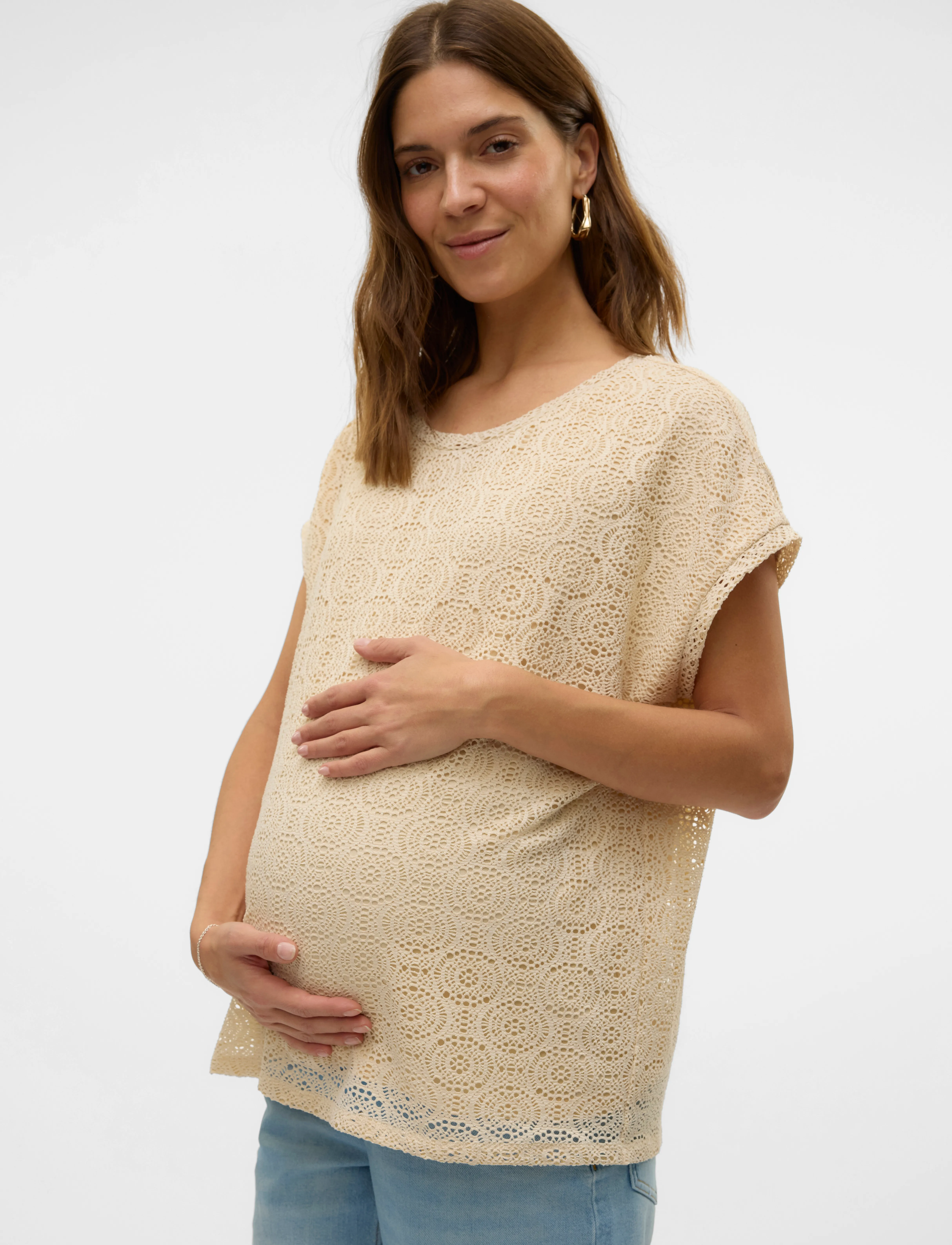 Vero Moda Maternity VMMMAYA AVA SS TOP JRS - T-Shirts & Tops - BIRCH / cream