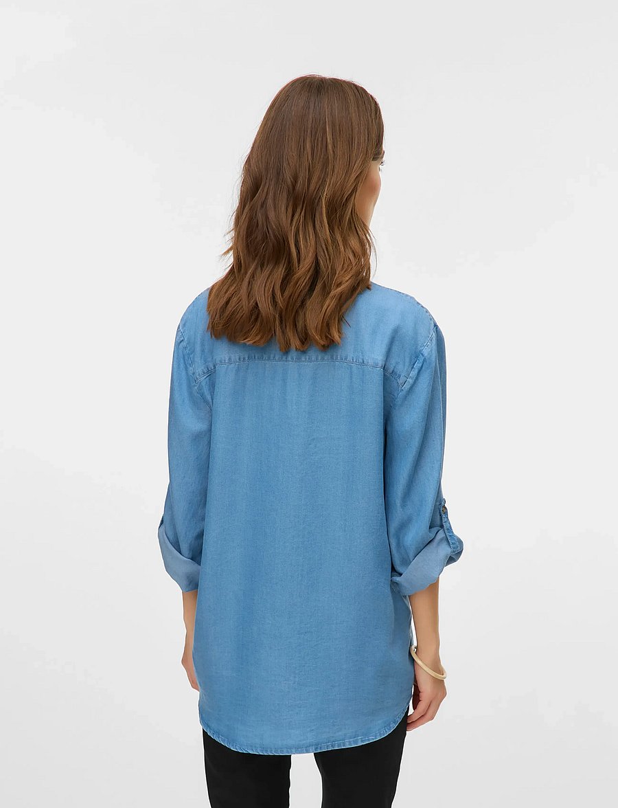 Vero Moda Maternity - VMMBREE 7/8 SLEEVE LOOSE SHIRT GA - jeanshemden - medium blue denim - 2