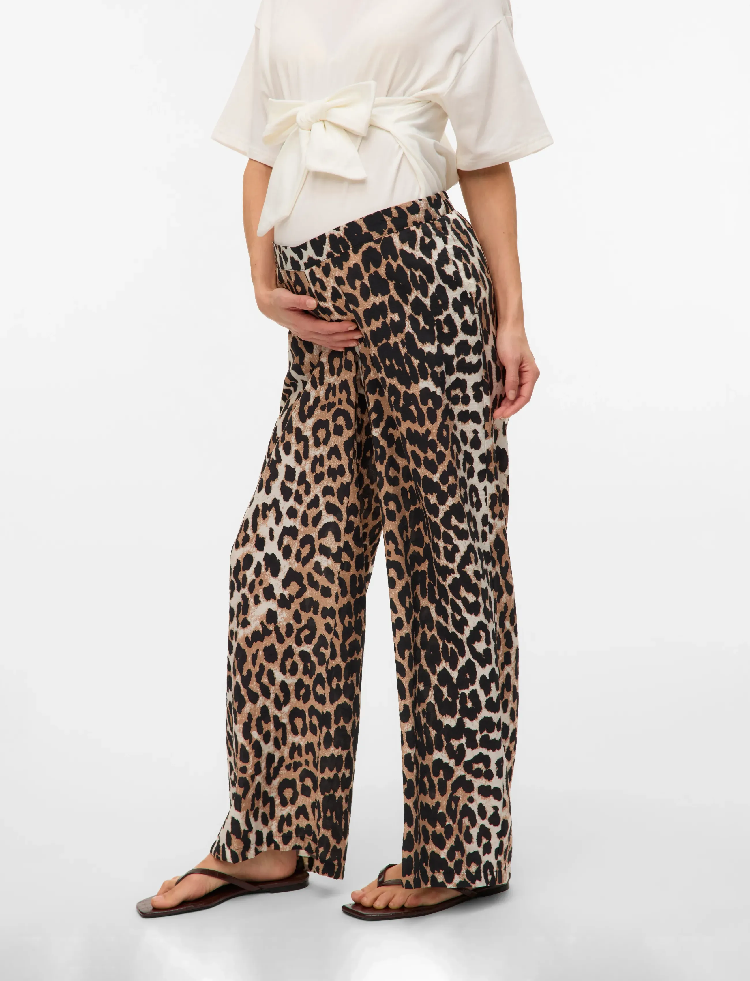 Vero Moda Maternity VMMJOSIE WIDE PANT WVN GA - Riided - EGRET / black