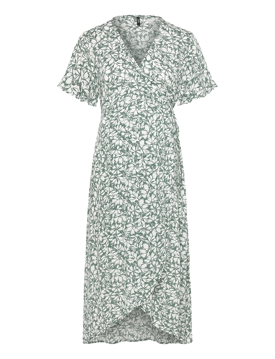 Vero Moda Maternity - VMMMENNY SS CALF WRAP DRESS GA - slå-om-kjoler - laurel wreath - 1