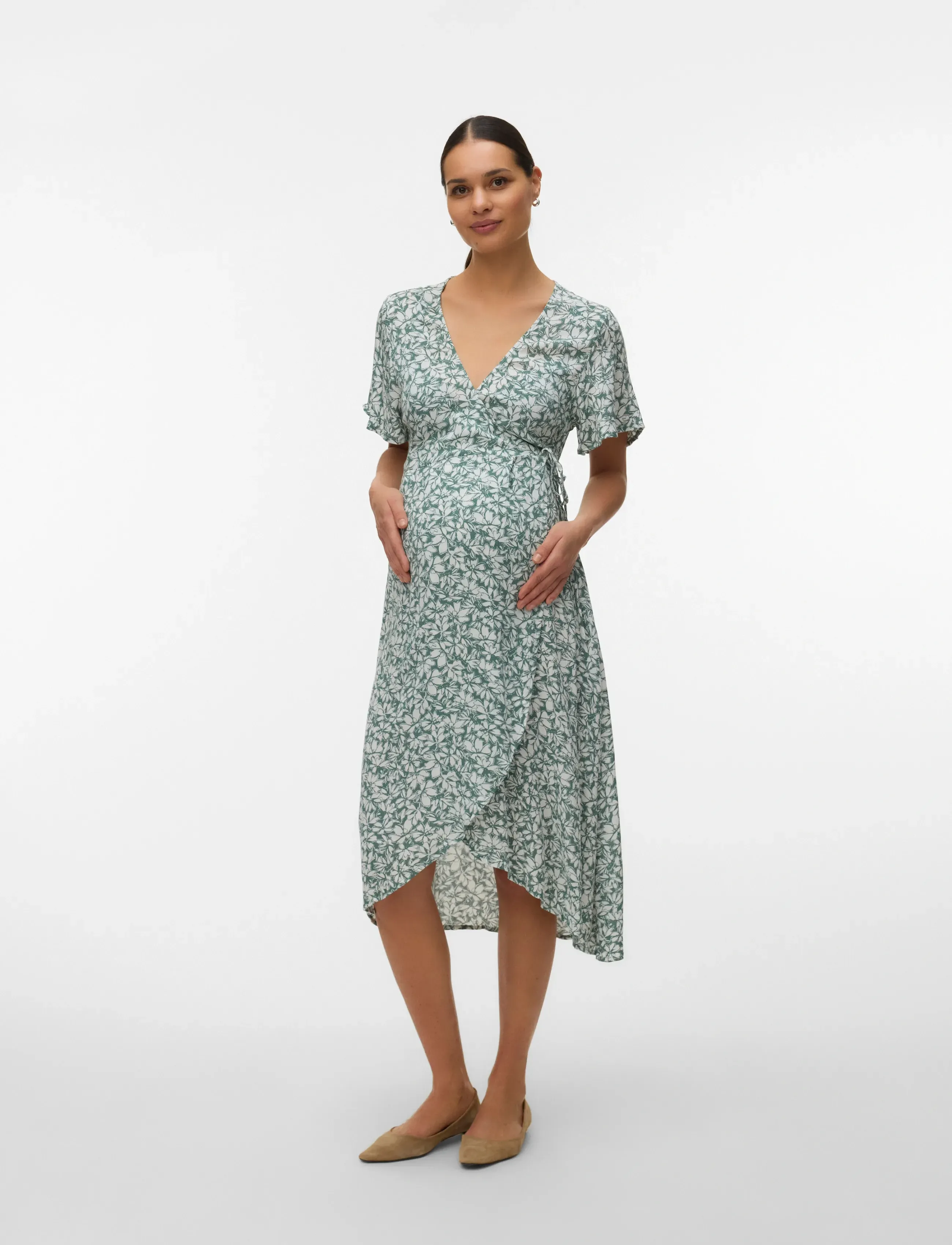 Vero Moda Maternity - VMMMENNY SS CALF WRAP DRESS GA - slå-om-kjoler - laurel wreath - 5