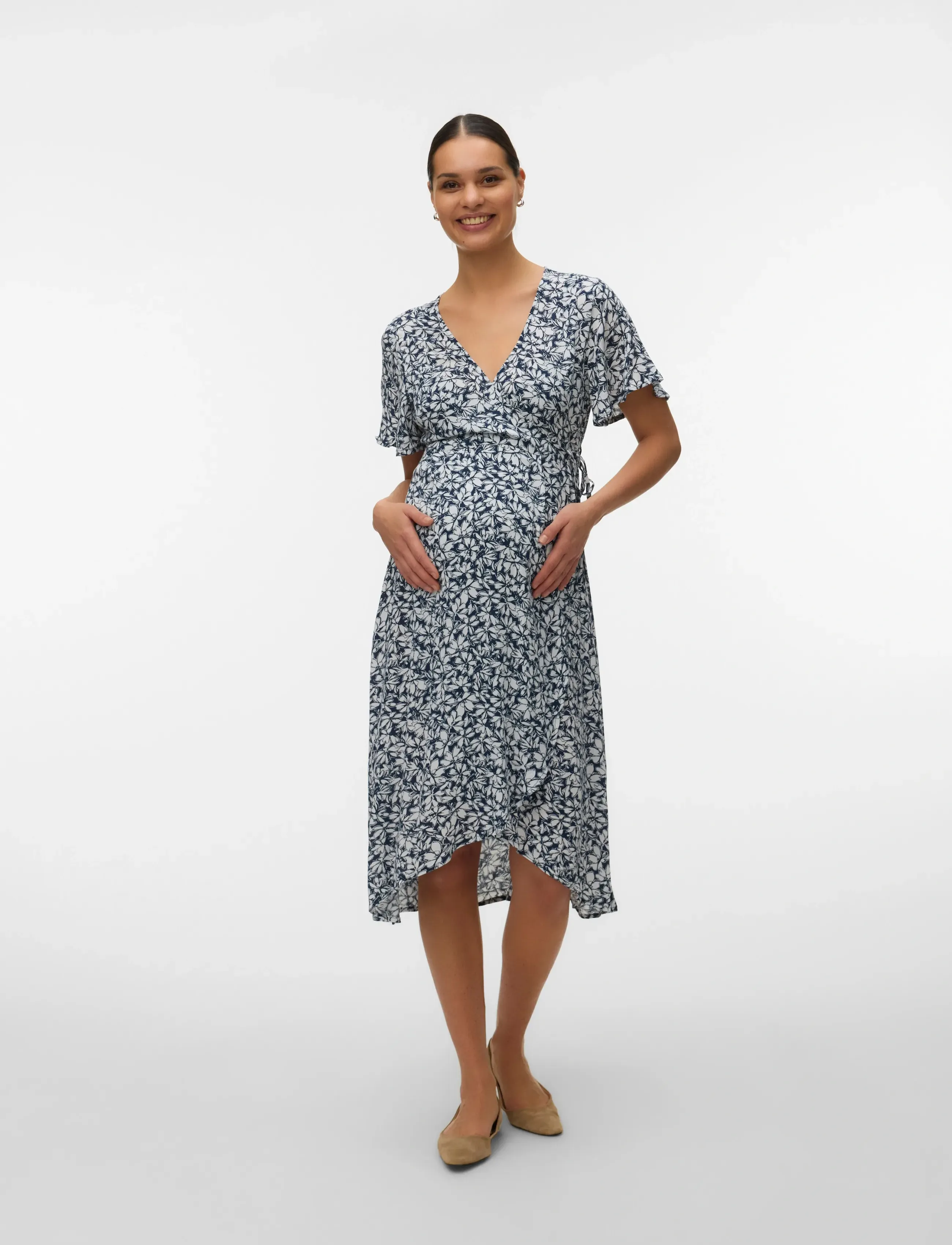 Vero Moda Maternity - VMMMENNY SS CALF WRAP DRESS GA - slå-om-kjoler - navy blazer - 5