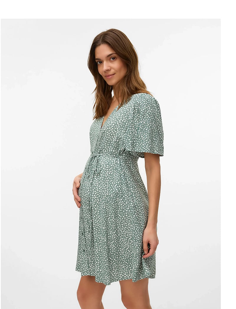Vero Moda Maternity - VMMALBA SS SHORT DRESS WVN GA - summer dresses - laurel wreath - 3