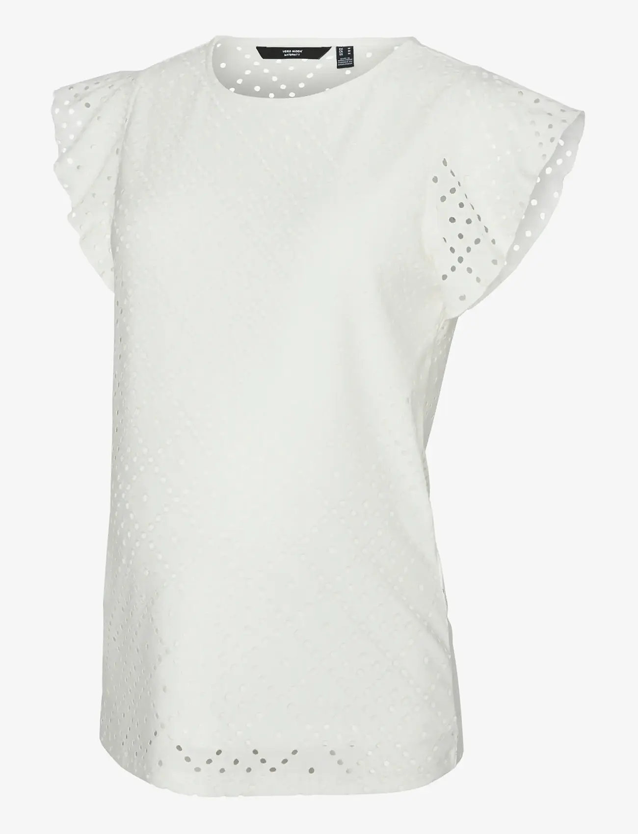 Vero Moda Maternity - VMMTASSA SL FRILL TOP - bluzki z krótkim rękawem - snow white - 1