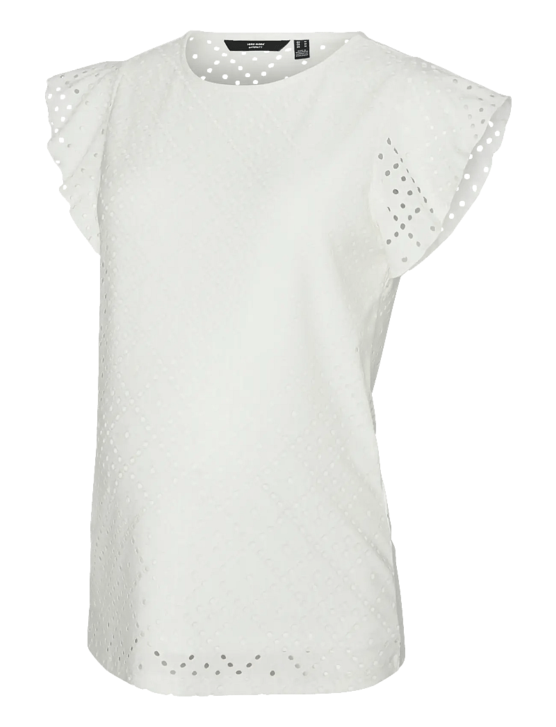 Vero Moda Maternity - VMMTASSA SL FRILL TOP - bluzki z krótkim rękawem - snow white - 1