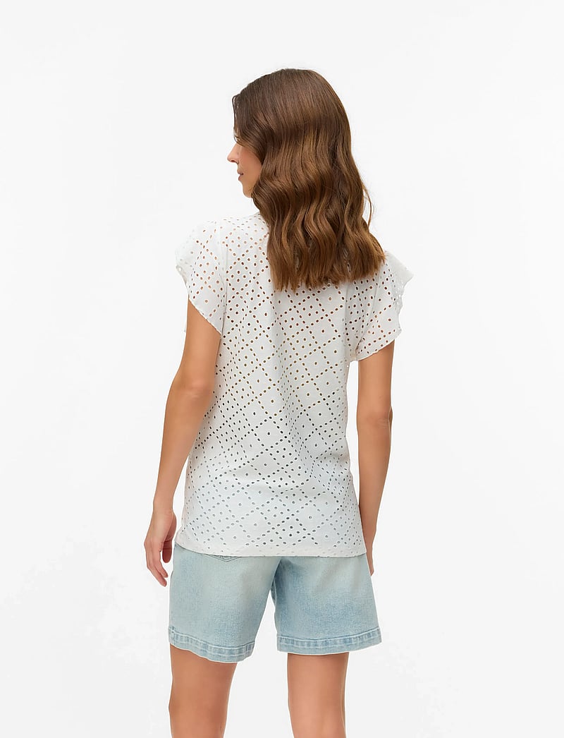 Vero Moda Maternity - VMMTASSA SL FRILL TOP - bluzki z krótkim rękawem - snow white - 2