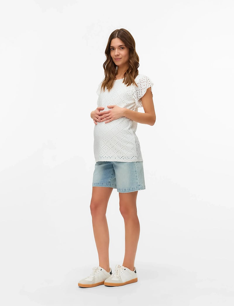 Vero Moda Maternity - VMMTASSA SL FRILL TOP - bluzki z krótkim rękawem - snow white - 3