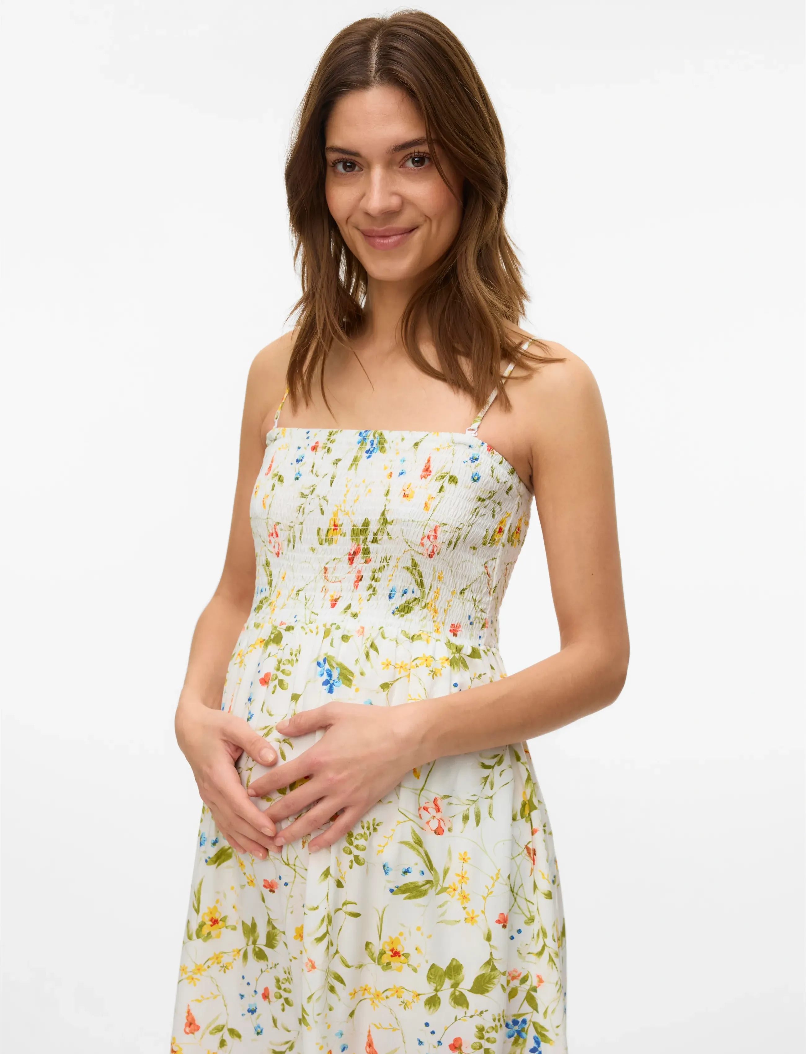 Vero Moda Maternity - VMMEASY JOY CALF BANDO DRESS WVN GA - snow white - 3