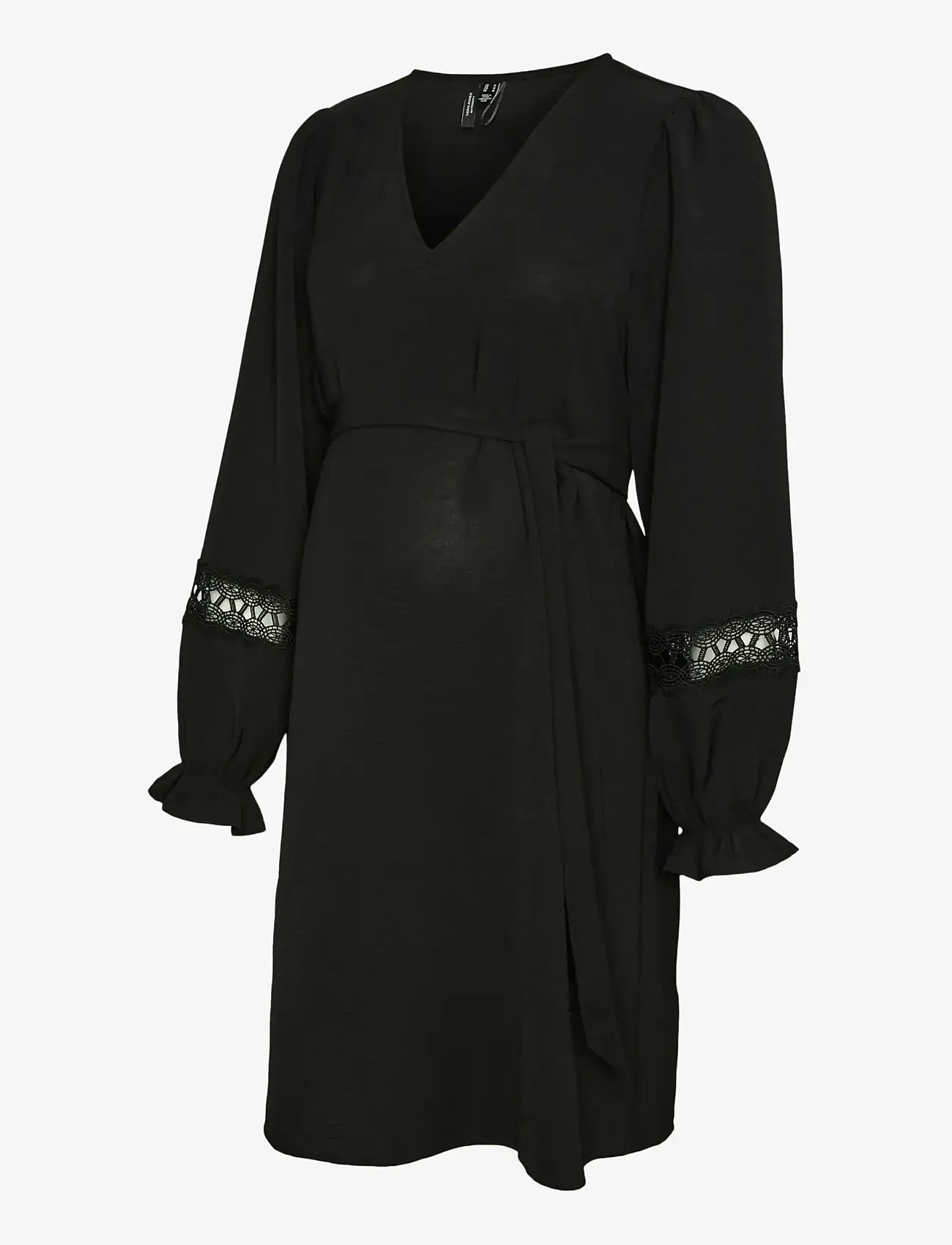 Vero Moda Maternity - VMMALVA LACE LS SHORT DRESS WVN GA - kurze kleider - black - 1